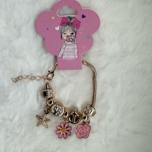 Pink and Gold Kids Charm Bracelet